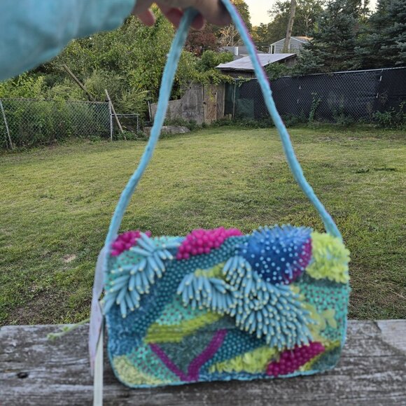 Handcrafted in India Beaded Coastal Bag Viral TikTok 9.5 Handcrafted India Beaded Coastal Shoulder Bag Viral TikTok 9.5x5x1.75 Sequin NWT